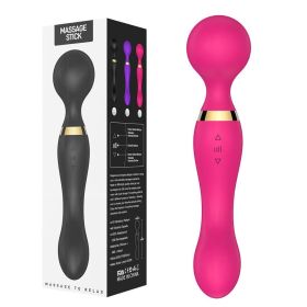 Multispeed Vibrating Rechargeable Magic Massager Wand Personal Full Body Therapy (Color: pink)